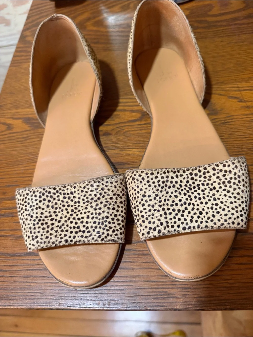 Women’s D'Orsay Open-Toe Flat Sandals in Cream Leopard Print JCREW SIZE 9.5